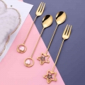 304 Stainless Steel Coffee Spoon Watermelon Ice Cream Spoon Tea Spoon Dessert Spoon Fork With Pretty Pendant Creative Tableware