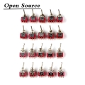 5pcs Miniature Toggle Switch Single Pole Double Throw On-off-on /on-on 120vac 6a 1/4 Inch Mounting Mts-102 103 202 203 - Switche