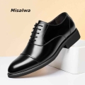 Misalwa 37 46 Men's Flat / 5 CM Heightening Elevator Shoes Business Formal Leather Shoes Man British Casual Wedding Suit Shoe