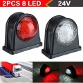 2pcs 24v 8 LED Car Truck LED Side Marker Light Rubber Plastic Double Side Indicator Lamps Red White for Trailer Lorry Van Bus|Tr