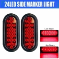 2pcs 12V 24 Led Oval Truck Trailer Stop Turn Tail Brake Light Side Marker Lamp Trailer Truck Lamp Red Kit Set|Truck Light System