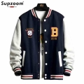 Supzoom New Arrival Letter Rib Sleeve Cotton Fashion Logo Single Breasted Casual Bomber Baseball Jacket Loose Cardigan Coat|Jack