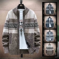 Spring and Autumn style casual sweater men's stripe sweater cardigan winter warm fleece wool sweater 2021 new jacket|Cardiga