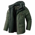 Men's Thicken Warm Winter Jacket Cashmere Fleece Inner Cotton Padded Male Windbreaker Hooded Outwear Cotton Parka Snow Coats