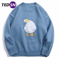 TEDSN 2021 Korean Fashion Knit Sweater Duck Goose Men Women Cartoon Jumper Harajuku Pullover Streetwear Oversize Winter Clothes|