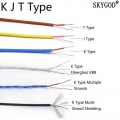 K J T Type Thermocouple Wire 2 Cores Ptfe Insulator Shielded Line Glassfiber High Temperature Measuring Line Compensation Cable