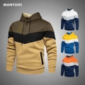 Men's Patchwork Hoodies Sweatshirt Hooded Clothing Autumn Winter Fleece Warm Hoodie Men Casual Oversized Sweatshirt Streetwe