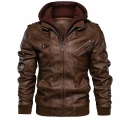 Autumn Faux Leather Jacket Men Motorcycle Windbreaker Hooded PU Jackets Male Outwear Brand Casual Leather Jackets EU Size S 3XL|