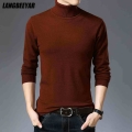 New Fashion Brand Knit Mens Turtleneck Sweater Pullover Autum Winter Solid Woolen Top Quality Casual Jumper Men's Clothing|P