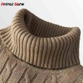 Winter Warm Turtleneck Sweater Casual Men's Rollneck Warm Knitted Sweater Keep Warm Men Jumper Knit Woolen Sweater|Pullover