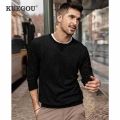 KUEGOU 100% Cotton Autumn Winter Clothing Men‘s Sweater Fashion Pullovers Warm Knitted Sweaters Top Plus Size UEZ 8944|Pullovers