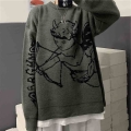 Y2K Punk Harajuku Angel Hip Hop Street Crew Neck Pullover Couple Trend Knitting Retro Fashion Warm Oversized Sweater Women|Pullo