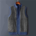 2021 Winter Vest Men Sweater Zipper Warm Thick Male Cardigan Clothing Fleece Wool Liner Sleeveless Jackets Vintage Black Red|Ve