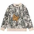Harajuku Vintage Streetwear Sweaters Men Pullover Cartoon Tiger Pattern Knitted Jumpers 2021 Autumn Couple Casual Loose Tops Men