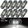 10Pcs 12V 24V LED Side Marker Lights Car External Lights Warning Tail Light Auto Trailer Truck Lorry Lamps White color|Truck Lig