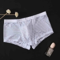 Men Underwear Panties Boxer Stripe Mesh Boxer Para Hombre Ultra Thin Ice Silk Sexy Breathable Transparent Men Underwear|Boxers|