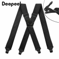 Deepeel 1Pc 3.5*120cm Unisex Adult 4 Clip Suspenders Men's X Back Elastic Adjustable Wide Work Braces Stretch Male Jockstrap