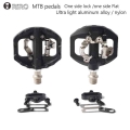 Riro Mountain Bike Clipless Pedals Spd Compatible Mtb Bicycle Ultralight Nylon Fiber Aluminum Alloy Self-locking Pedal - Bicycle