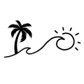 17*8.3cm Car Stickers Palm Tree And Waves That Turn Into The Sun Window Decal Bumper Sticker Car Accessories - Car Stickers - Of