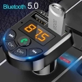 Bluetooth 5.0 Fm Transmitter Car Kit Mp3 Modulator Player Wireless Handsfree Audio Receiver Dual Usb Fast Charger 3.1a - Fm Tran