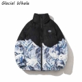 GlacialWhale Down Jacket Men New Winter Snow Mountain Print Jacket Coat Solid Windproof Oversized Hip Hop Streetwear Jackets Men