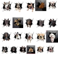 Lykx Auto Rear Window Puppy Broken Window Stickers Electrostatic 3d Simulation French Bulldog Car Stickers Vinyl Decals - Car St