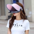 Women summer sun visor wide brimmed hat beach hat adjustable UV protection female cap packable double layer protection Sun hat|M
