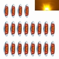 Fuleem 20pcs Amber Yellow 3 Led Side Marker Light Clearance Lamp Fish Chrome For Van Trailer Truck Boat 10-30v Waterproof - Truc