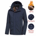 Men Winter New Casual Long Thick Warm Fleece Hat Waterproof Parkas Jacket Coat Men Outwear Outdoor Fashion Pockets Parka Male|Pa