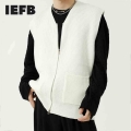 IEFB Men's Clothing Autumn New Korean Two Way Zipper Design Kintting Vest Trend Sleeveless Waistcoat With Doule Pockets 9Y83