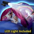 Kids Dream Bed Tents with Light Storage Pocket Children Boy Girls Night Sleeping Foldable Pop Up Mattress Tent Playhouse Unicorn