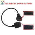 Top Quality For Nissan 14 Pin To Obd2 16 Pin Cable Car Diagnostic Connector For Nissan 14pin To 16pin Obd Obdii Adapter - Diagno