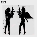 17.3*16.5cm Sexy Angel Face Devil Girl Car Stickers Vinyl Decals Covering The Body Black/silver C7-0892 - Car Stickers - Officem
