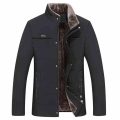 Winter men's jacket warm fleece business casual stand up collar jacket Parker thick coat 30 degrees Warm fur collar|Parkas|