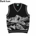 Dark Icon Mountain Pullover Vest Men Autumn V neck Men's Sweaters|Vests| - Officematics