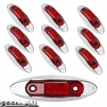 FEEDOPAL 10PCS Red 4" 3 LED Side Marker Clearance Lights Fish Lamp Chrome Housing for Van Trailer Truck Boat 10 30V Waterp