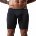 Ice Silk Long Men Boxer Low Waist Solid Men Underwear Boxershorts Long Leg Trunks Underpants Sexy Panties Underwear|Boxers| -