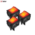 3pcs 30a 250v Heavy Duty Kcd4 Rocker Switch On Off Dpst 4 Pin With Red Lighted 220v Toggle Switch Electrical Equipment T125 - Sw