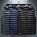 New Men's Vest Spring Winter Sleeveless Jacket Hooded Coats Mens Waistcoat Warm Down Jackets Casual Gilet Homme Male Vests|V