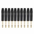 Gold Plating 10Pcs Plug Mono Professional 2 Pole 6.35 Mm 6.5Mm Stereo Jack Plug Neutrik 6.35Mm Jack Black|Plug & Connectors|