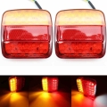 2pcs 12V Truck Taillight 20 LEDs Trailer Brake Turn Signal Indicator Lamp Rear Turnning License Plate Light Waterproof Tailights