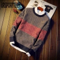New Autumn Casual Men's Sweater O Neck Striped Slim Fit Knitted Mens Sweaters Pullovers Knitt Elastic Pullover Men Pull Homm