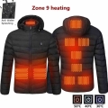 WJJDFC 2021 Heating Jackets NEW Men Winter Warm USB Outdoor Electric Heating Jackets Pure Color Hooded Heated Winter Clothing|Pa