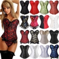 X Sexy Women steampunk clothing gothic Plus Size Corsets Lace Up boned Overbust Bustier Waist Cincher Body shaper corselet S 6XL