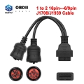 OBD2 Truck Diagnostic Tool 16 Pin Cable J1708 J1939 Connector OBD to OBD2 6 Pin 9 Pin for Cummins for Deutsch for Cat Truck|Car