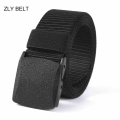 ZLY 2021 New Fashion Canvas Belt Men Women Unisex Outdoor Tactical Plastic Buckle Solid Trend Hiking Waistband Casual Hot Sell|M