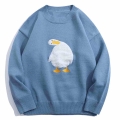 Streetwear Harajuku Cartoon Duck Pattern Knitted Sweaters Loose Jumpers Fashion Casual Autumn Sweater Pullover Men Women|Pullove