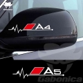 2pcs Car Rearview Mirror Decoration Sticker Reflective Decals For Audi Sline Quattro A3 A4 A5 A6 A7 A8 Tt Q3 Q5 Q7 Q8 S3 S4 S5 -