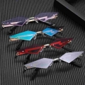 Diamond Shape Rimless True Film Sun Glasses Gafas Uv400 Trending Narrow Eyewear Streetwear Okulary Sunglasses Women Oculos - Gla