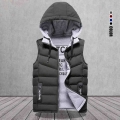Brand Men's Vest Winter Sleeveless Jackets Down Vest Men Hooded Warm New 2021 Casual Outwear Hat Detachable Outer Vest Chal